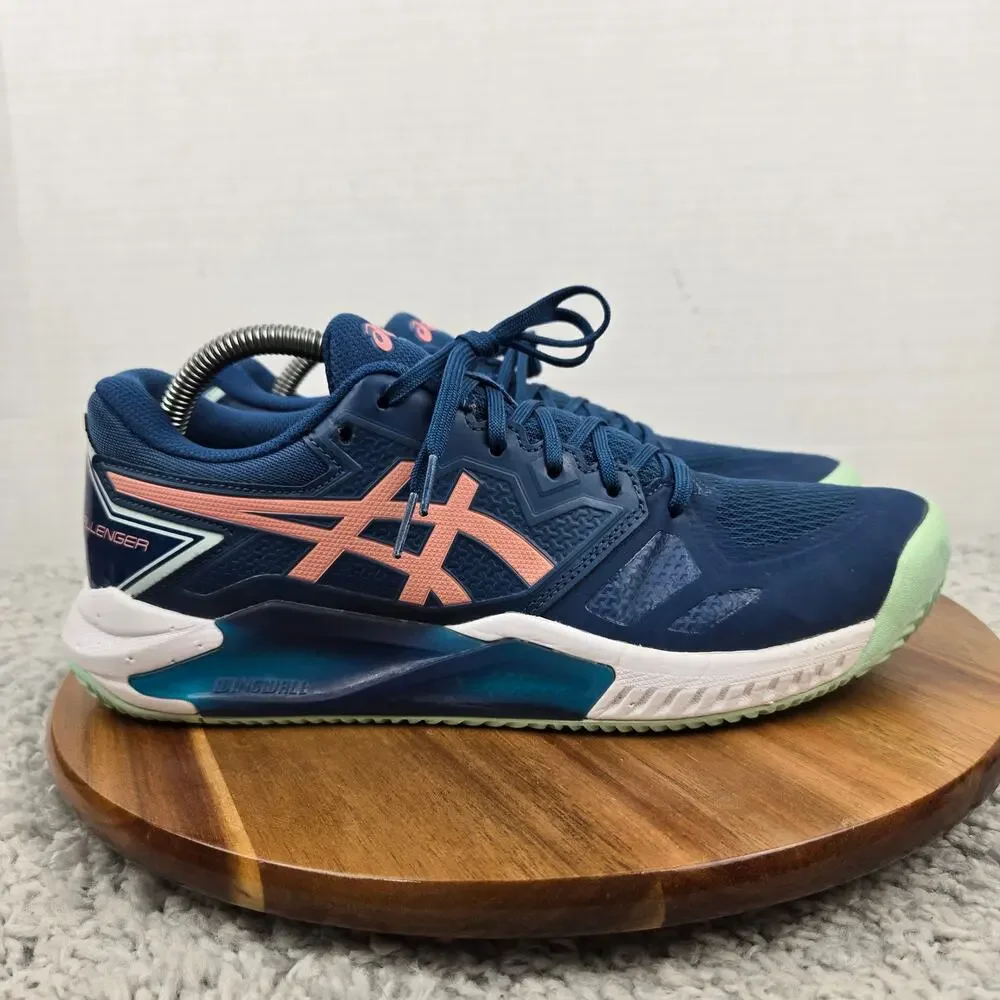 Asics Womens 10 Gel-Challenger 13 Clay Light Indigo Guava Tennis Court Shoe